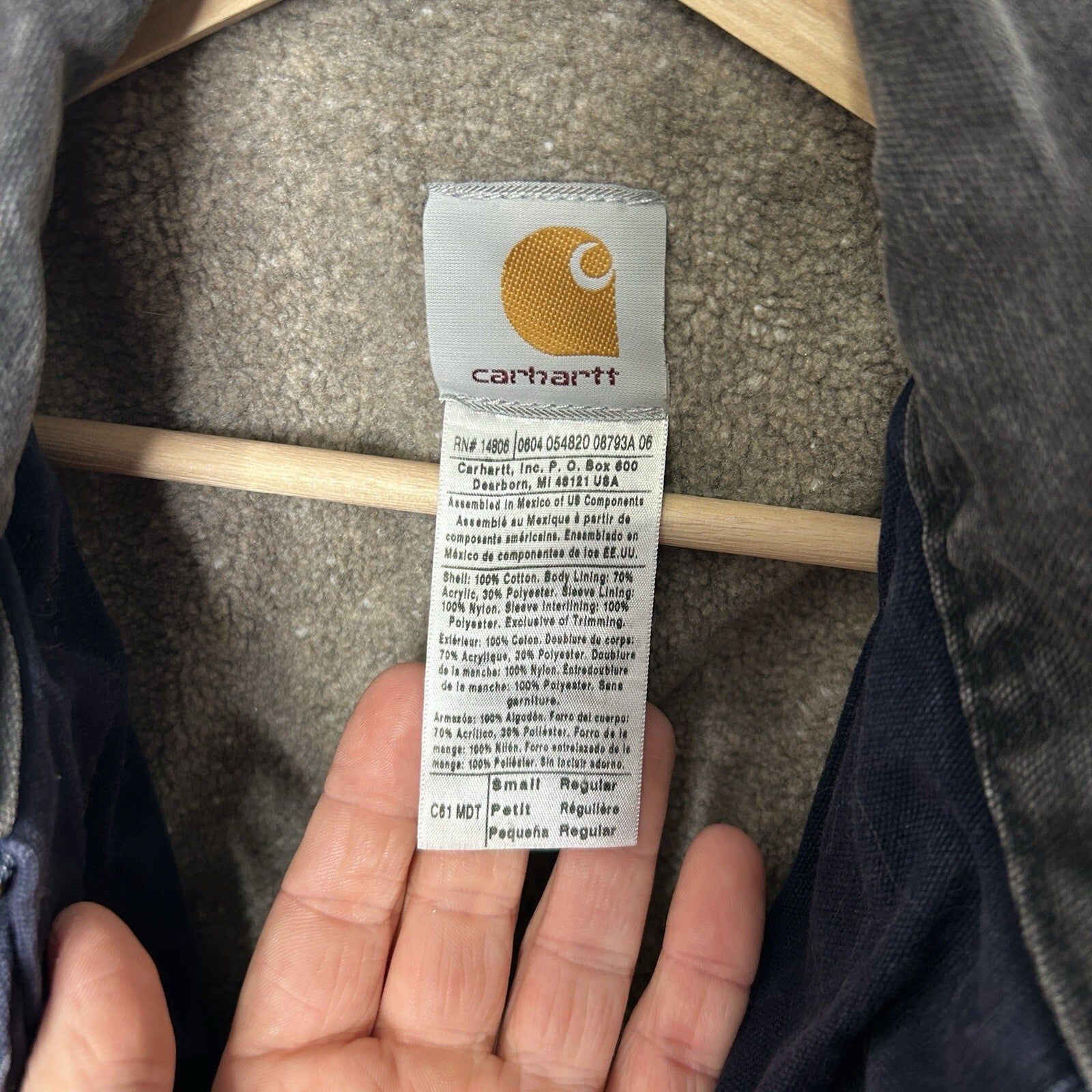Y2K Carhartt Sandstone Sherpa-Lined Ridge Coat “Midnight Blue” C61 MDT Men’s S