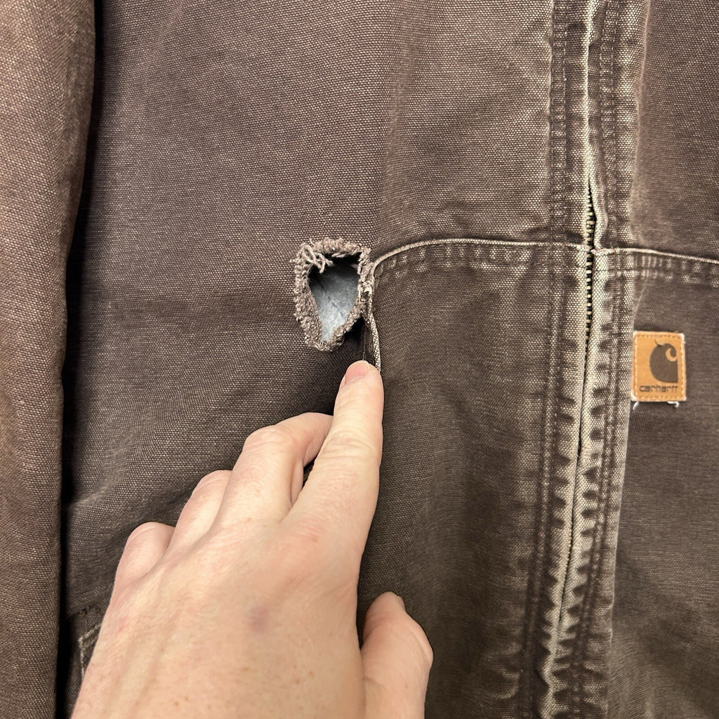 Vintage Carhartt Hooded Active Jacket “Dark Brown” J130 DKB Men’s Large Worn