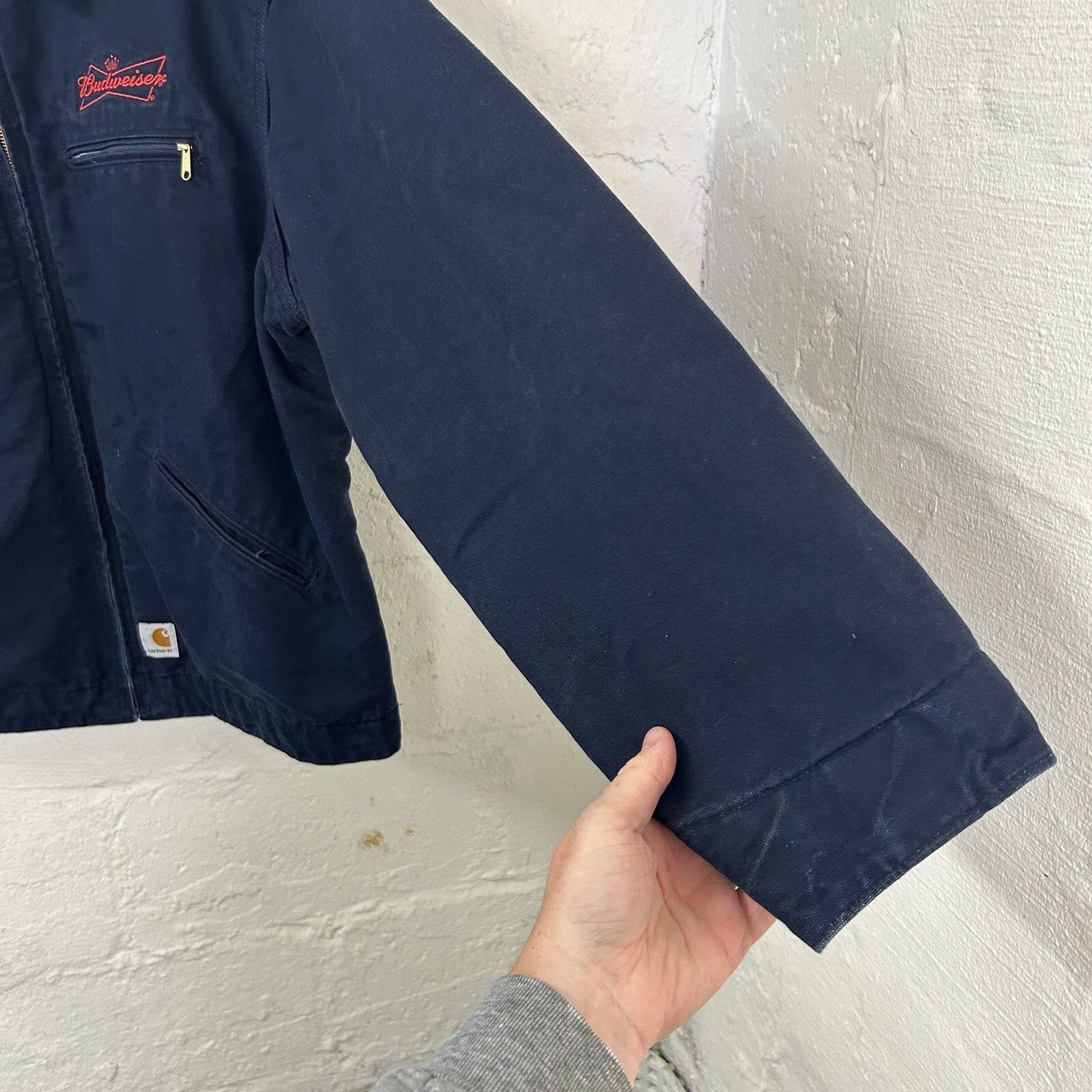 Y2K Carhartt Blanketed Detroit Jacket Budweiser “Dark Navy” J209 DNY Men’s XL