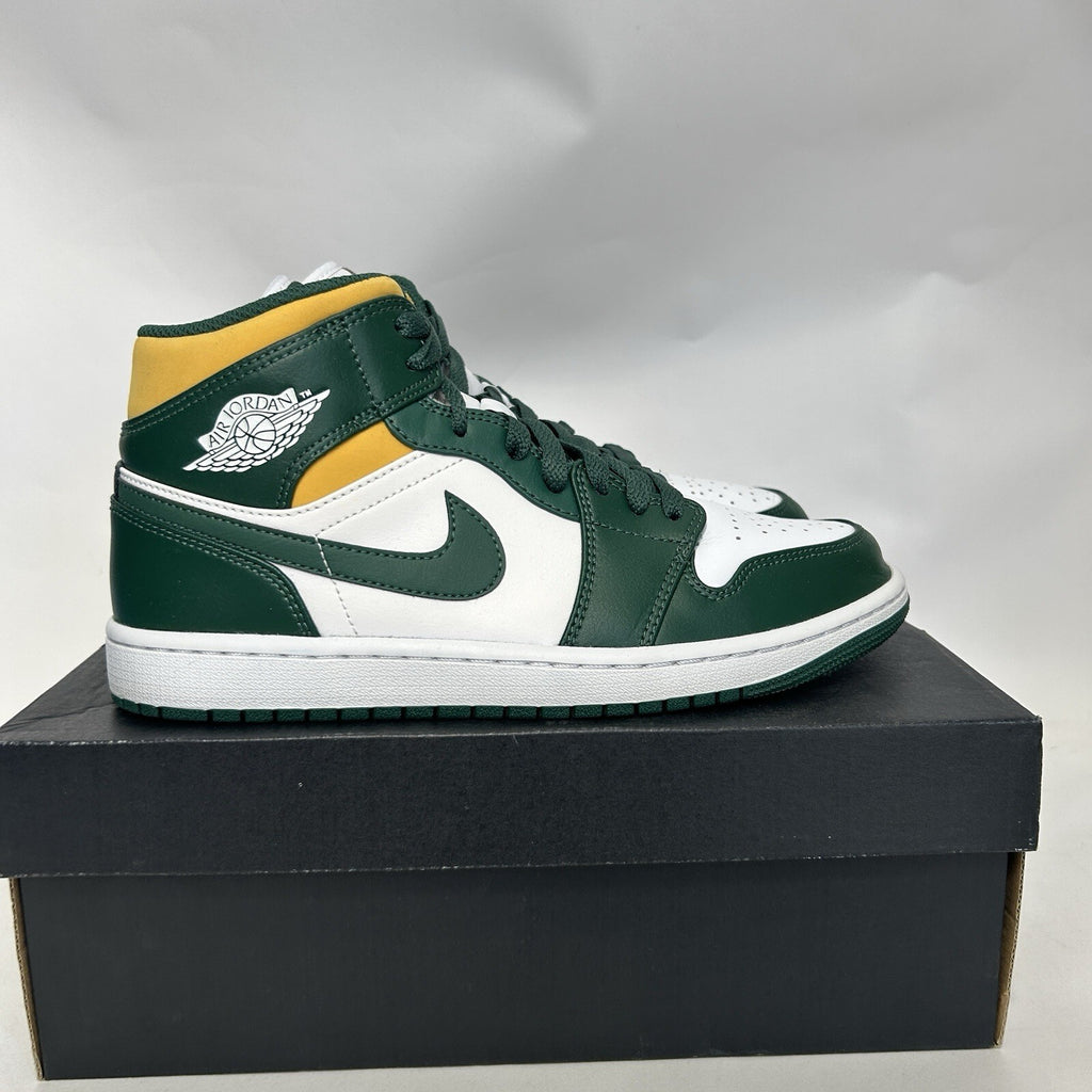 Nike Air Jordan 1 Mid Retro “Sonics/White Green Yellow” 554724-371 Men’s 8 Worn