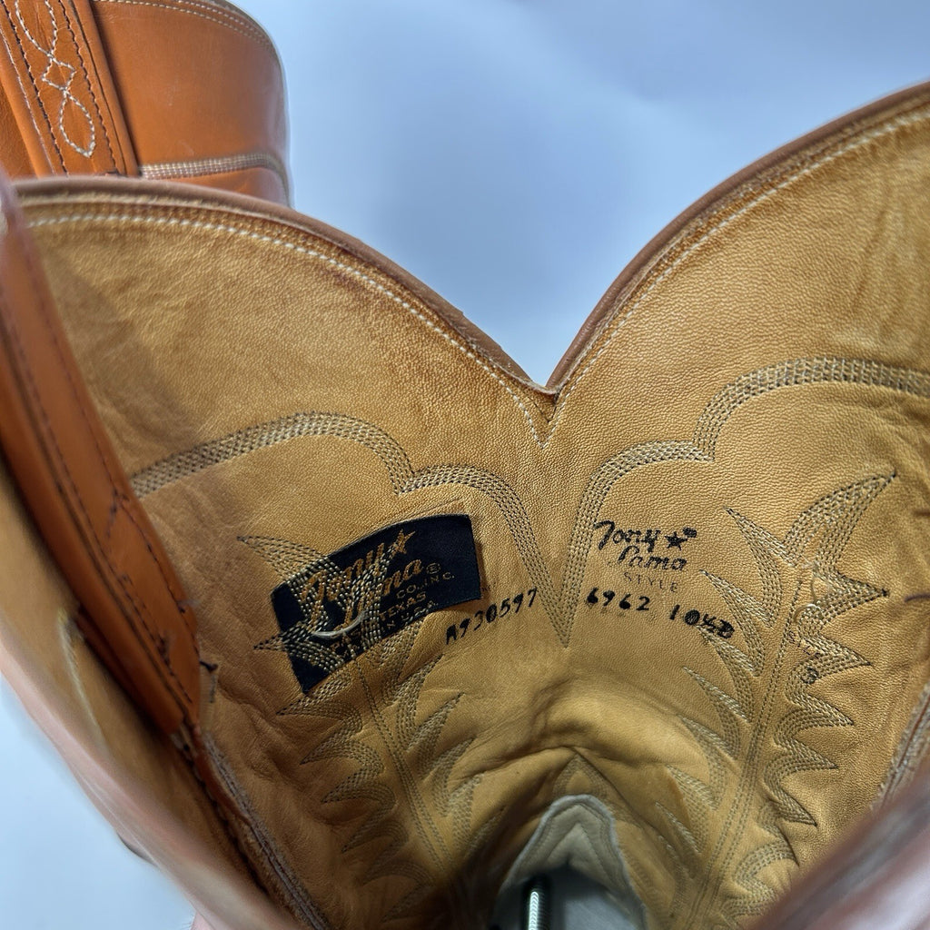 Vintage Western Tony Lama Cowboy Boots “Tan Brown” Men’s 10.5D Black Label