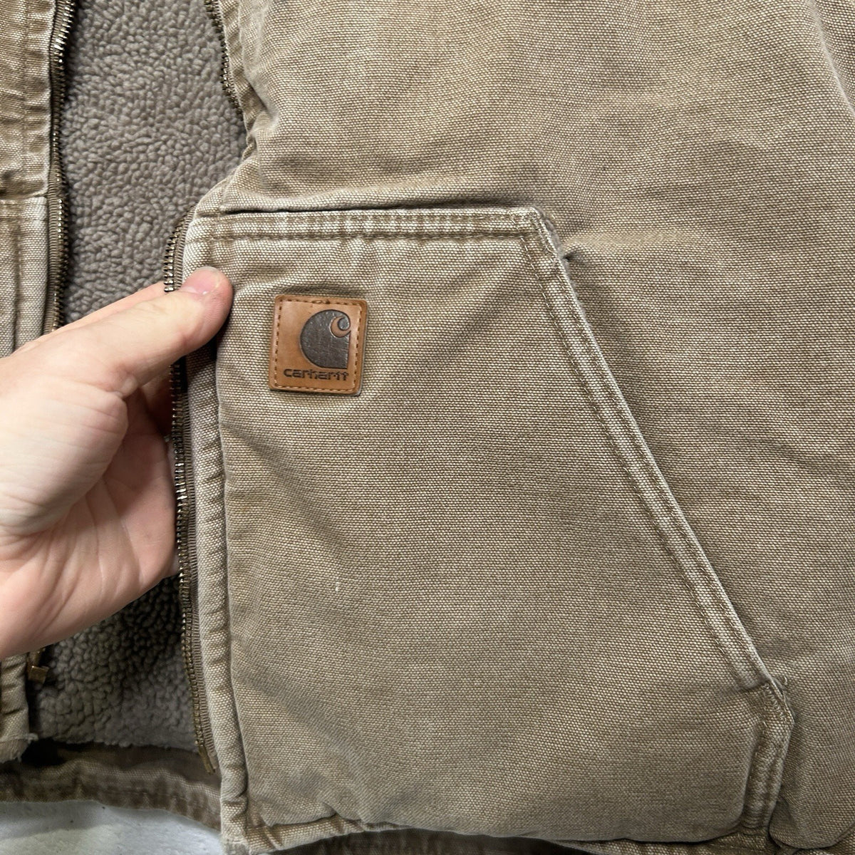 Vintage Carhartt Sherpa-Lined Canvas Vest “Camel” V26 CML
