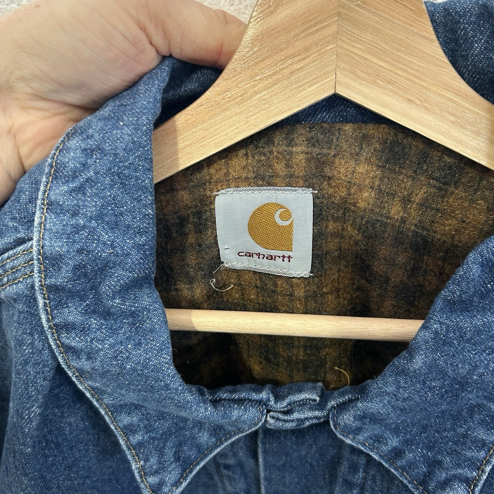 Vintage Carhartt Blanket-Lined Denim Trucker Jacket “Darkstone” J11DST Men’s XL