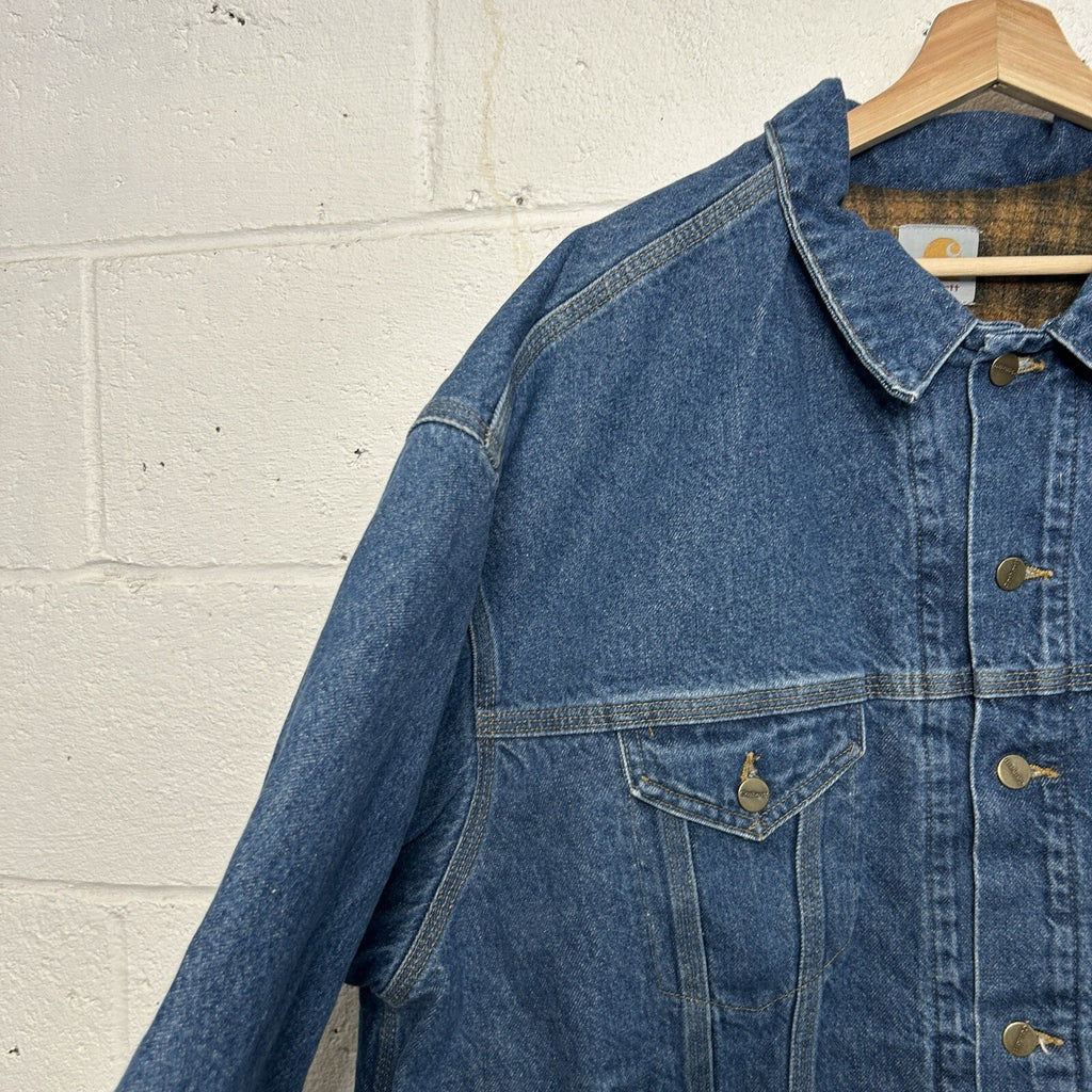 Vintage Carhartt Blanket-Lined Denim Trucker Jacket “Darkstone” J11DST Men’s XL