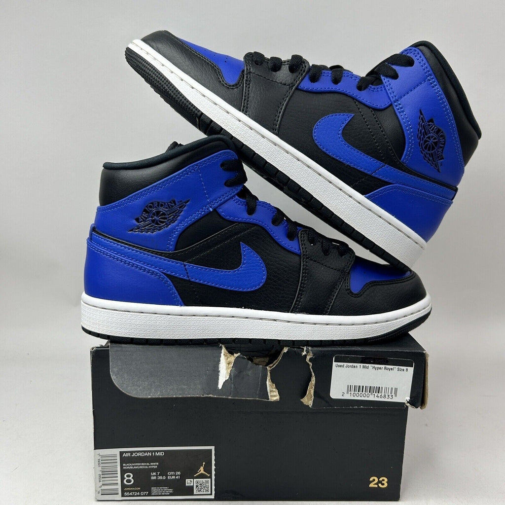Nike Shoes Air Jordan 1 Mid Retro “Hyper Royal” 554724-077 Men’s 8 Worn