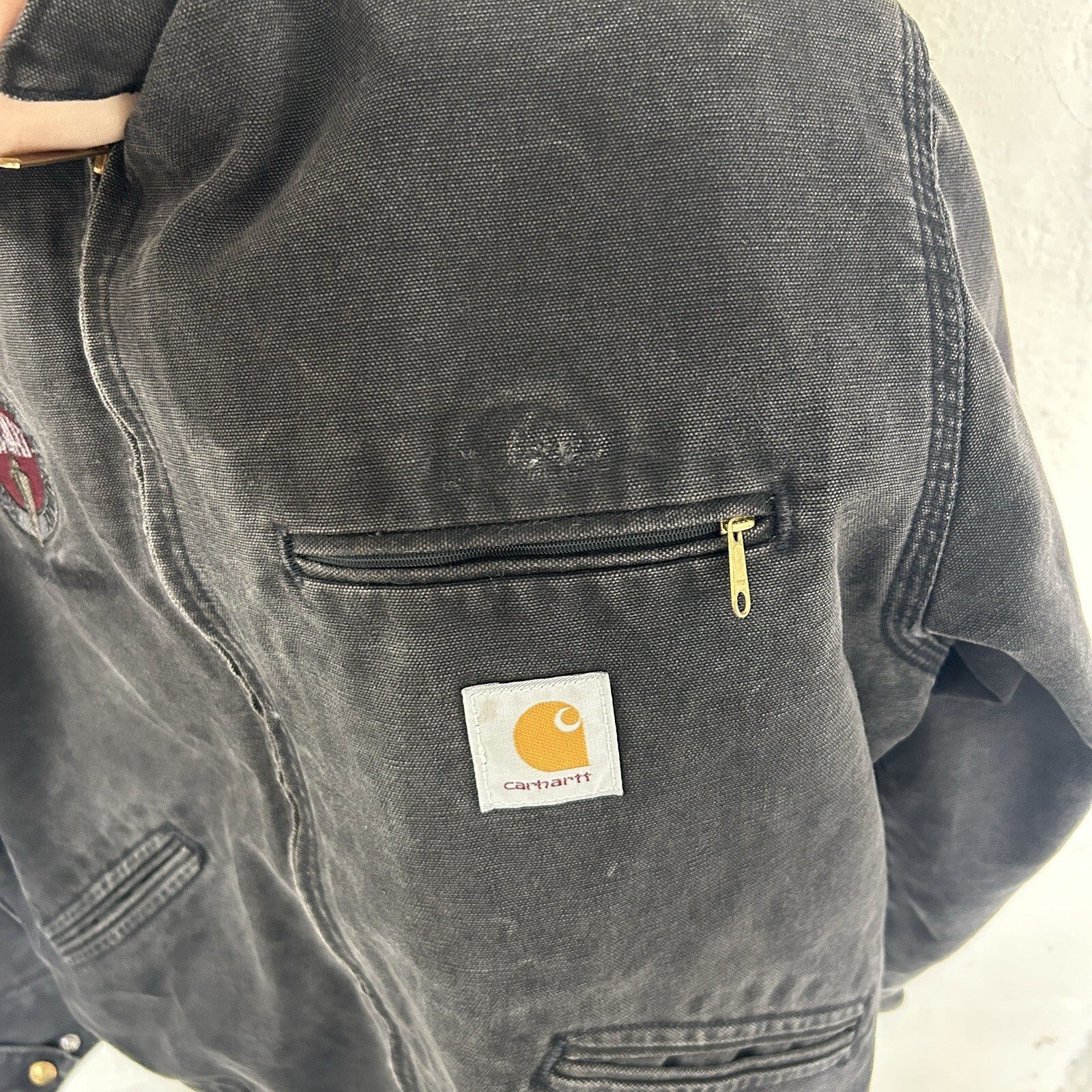 Vintage Faded Carhartt Blanket-Lined Detroit Jacket “Black” J01 BLK Men’s Large