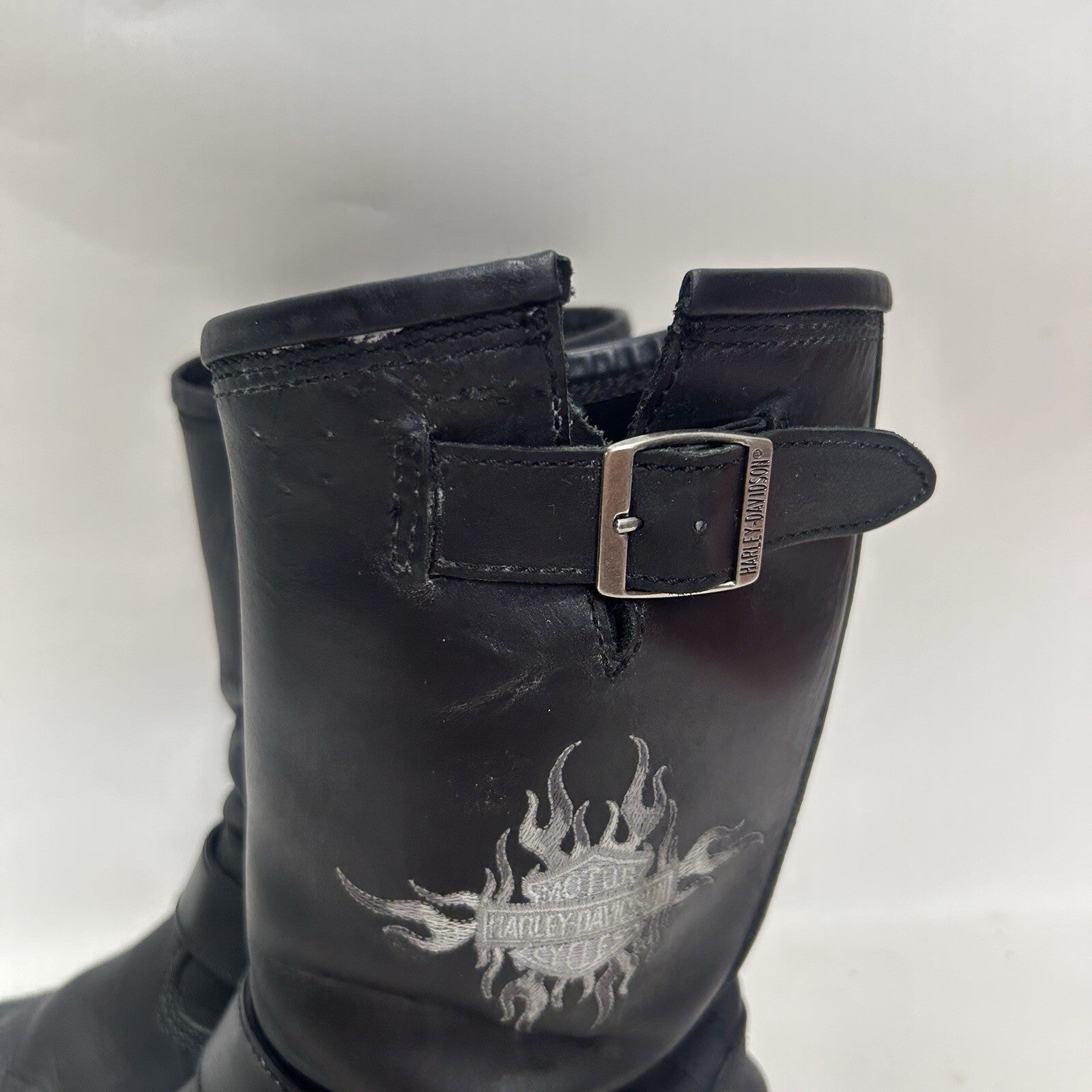 Harley Davidson Embroidered Flames Biker Engineer Boots “Black” Men’s 10.5