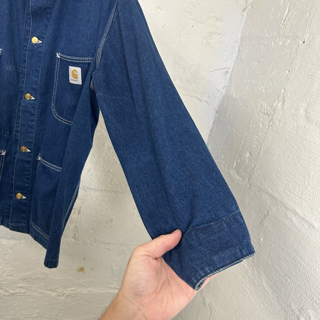 Vintage Carhartt Unlined Denim Chore Coat “Darkstone” 8C Union Men’s 40/Small