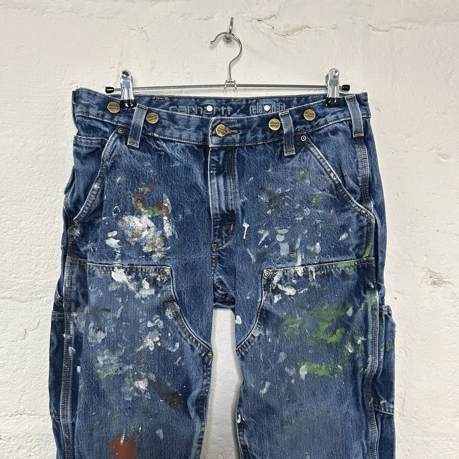 Thrashed Paint Splattered Carhartt DoubleKnee Logger Denim