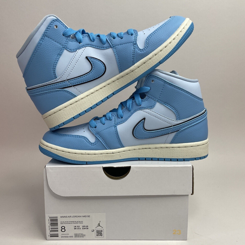 Nike Air Jordan 1 Mid SE WMNS “Ice Blue” DV1302-400 Shoes Women’s 8 New