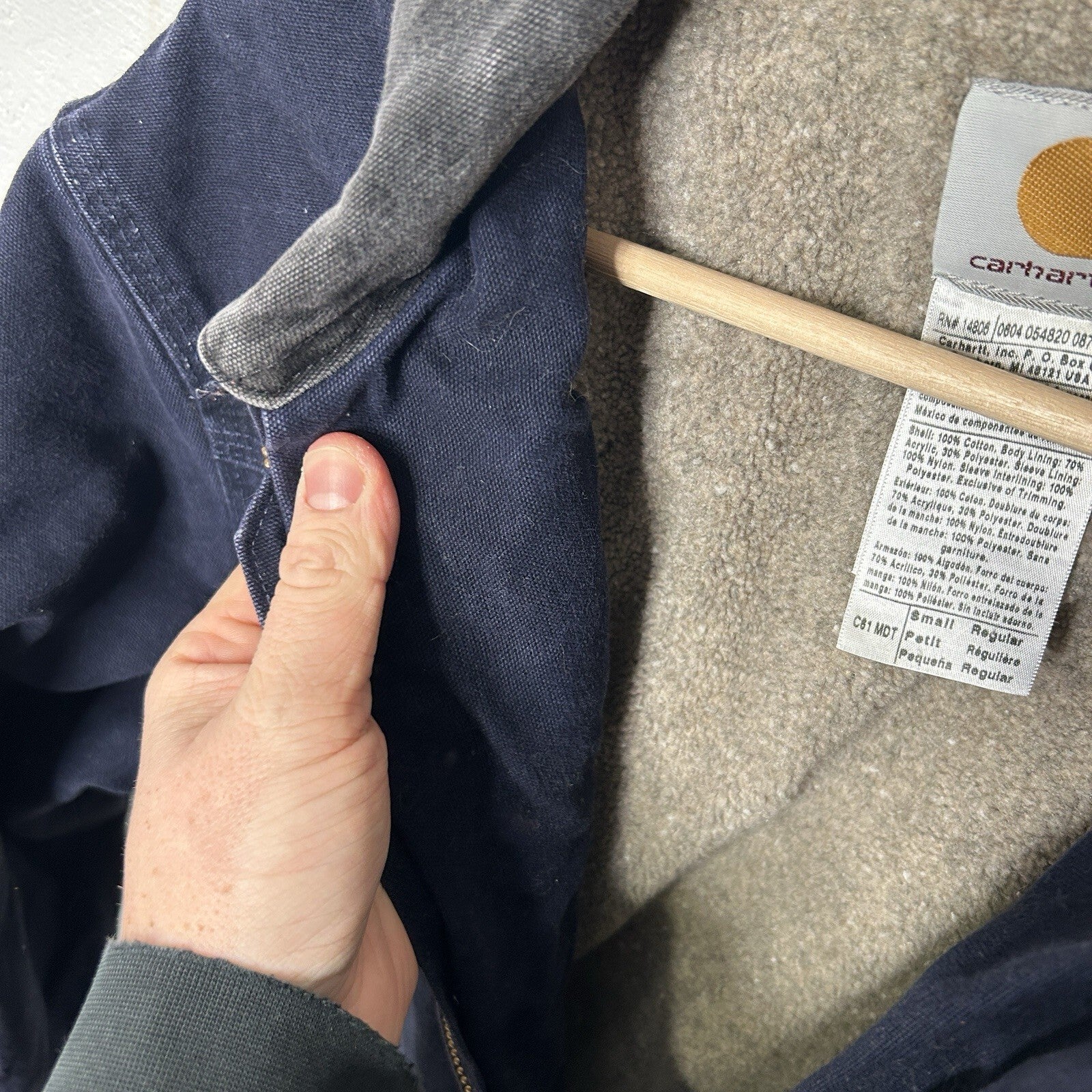 Y2K Carhartt Sandstone Sherpa-Lined Ridge Coat “Midnight Blue” C61 MDT Men’s S