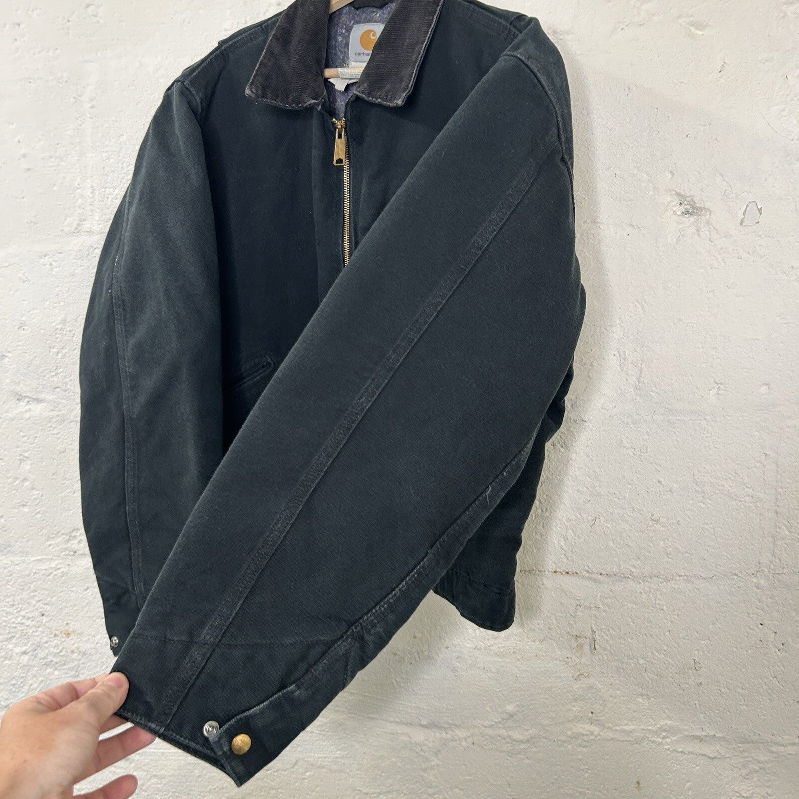 Vintage Faded Carhartt Blanket-Lined Detroit Jacket “Black” J01 BLK Men’s 42/LRG