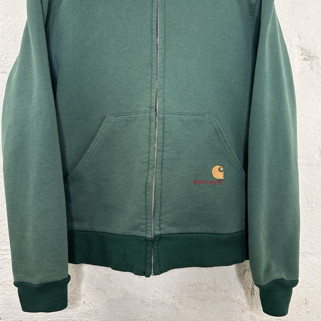 Vintage Faded Carhartt Thermal-Lined Zip Hoodie “Forest Green” 868 Men’s Small