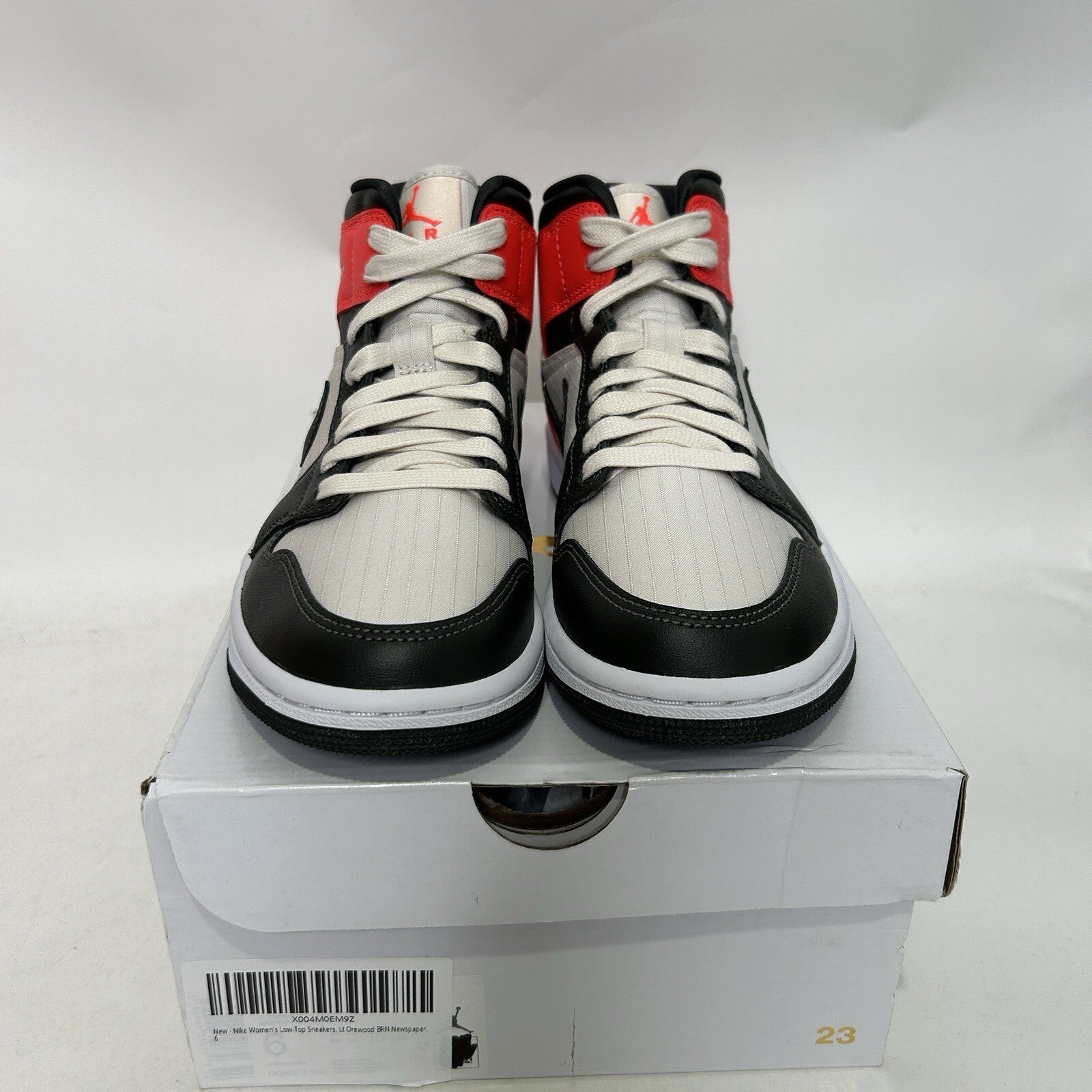 Nike Air Jordan 1 Mid Retro WMNS “Newsprint/Orewood Brown Red” DQ6078-100 New
