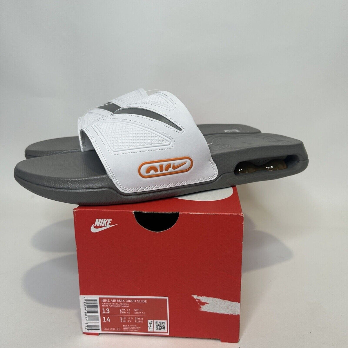 Nike Max Cirro Slides Sandals “White Gray Orange Platinum” 2024