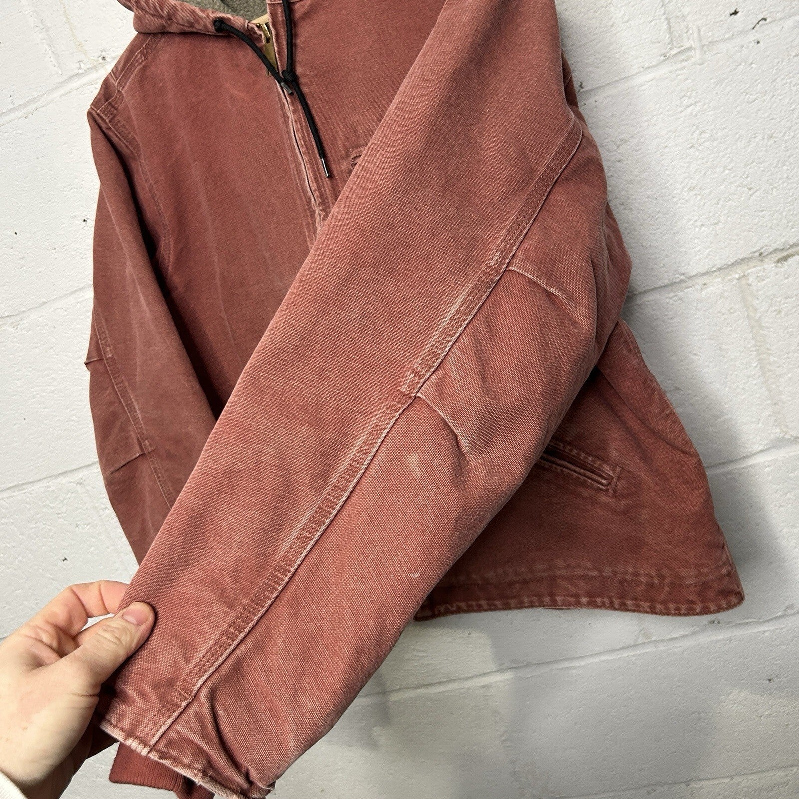 Y2K Carhartt Sherpa Hooded Detroit Jacket “Vintage Rose” WJ141 VRS Women’s XL