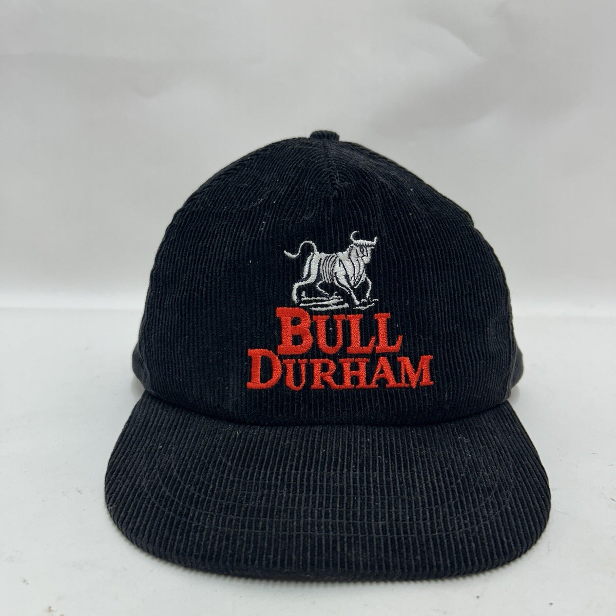 Vintage Bull Durham Corduroy Snap-Back Baseball Cap Adjustable “Black”
