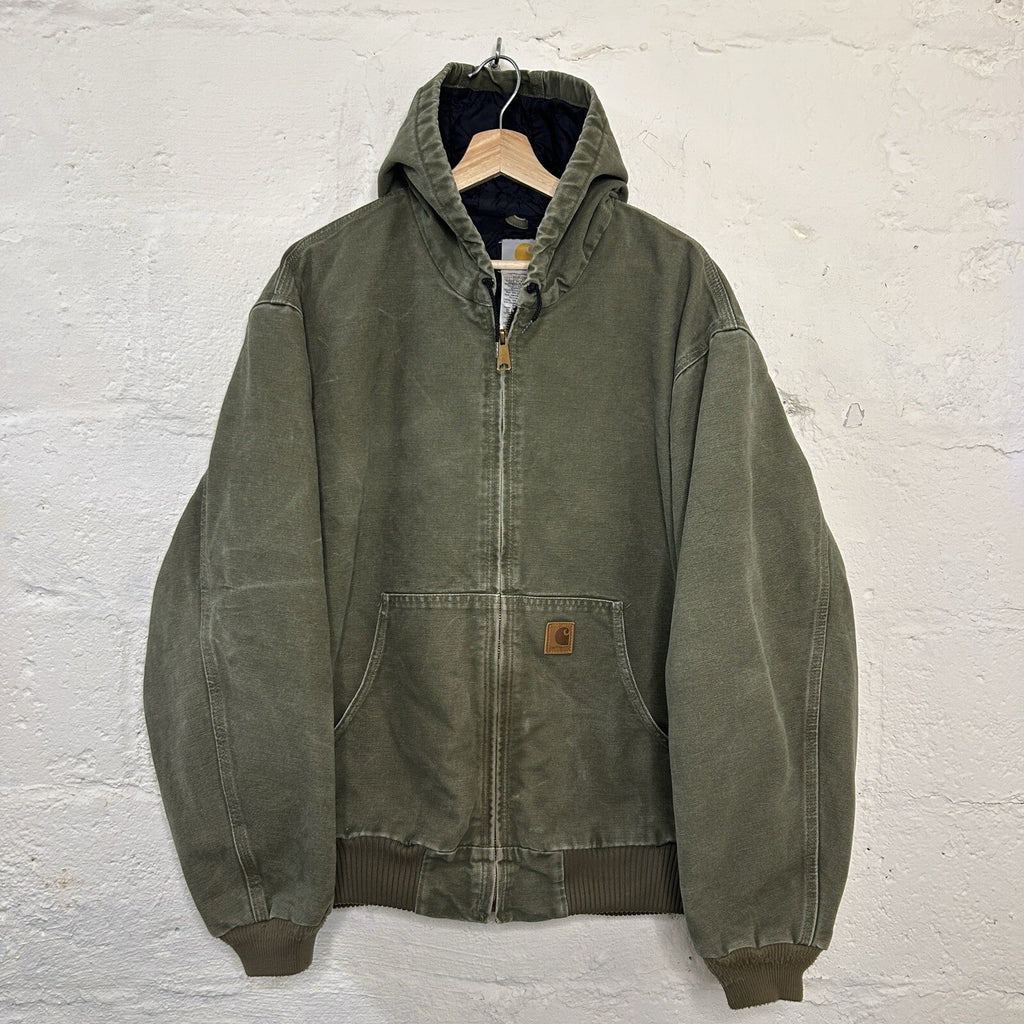 Vintage Carhartt Hooded Active Jacket “Light Olive” J270 LOV Men’s X-Large