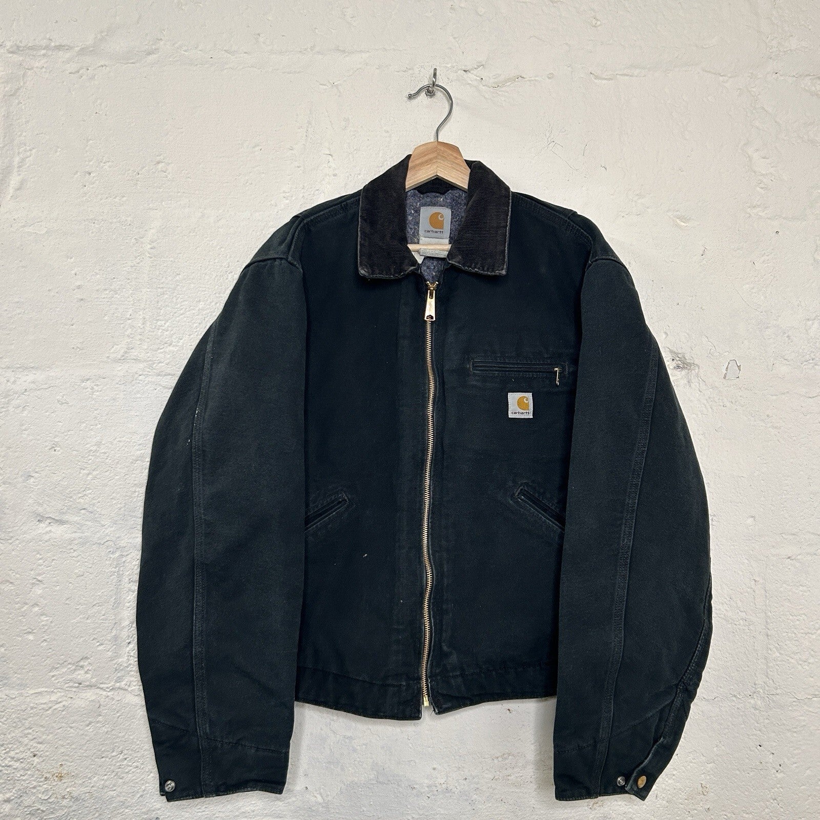 Vintage Faded Carhartt Blanket-Lined Detroit Jacket “Black” J01 BLK Men’s 42/LRG