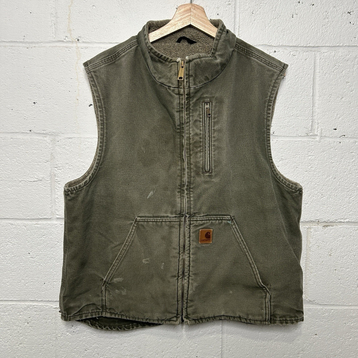 Y2K Carhartt Sherpa-Lined Vest “Army Green” V33 ARG