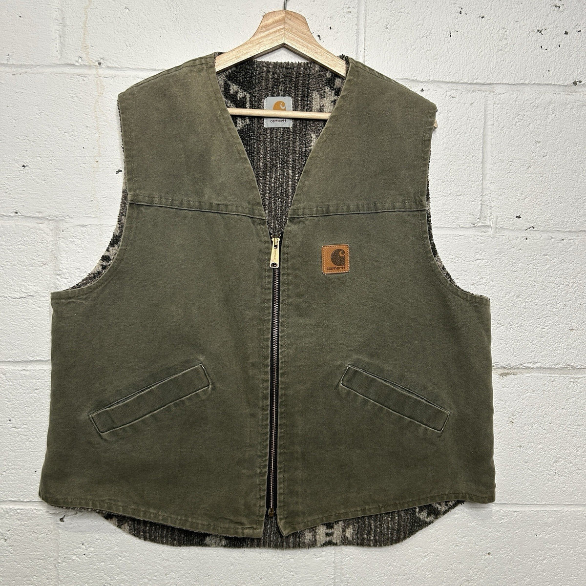 Vintage Carhartt Aztec Pile-Lined Vest “Olive Green” VP166
