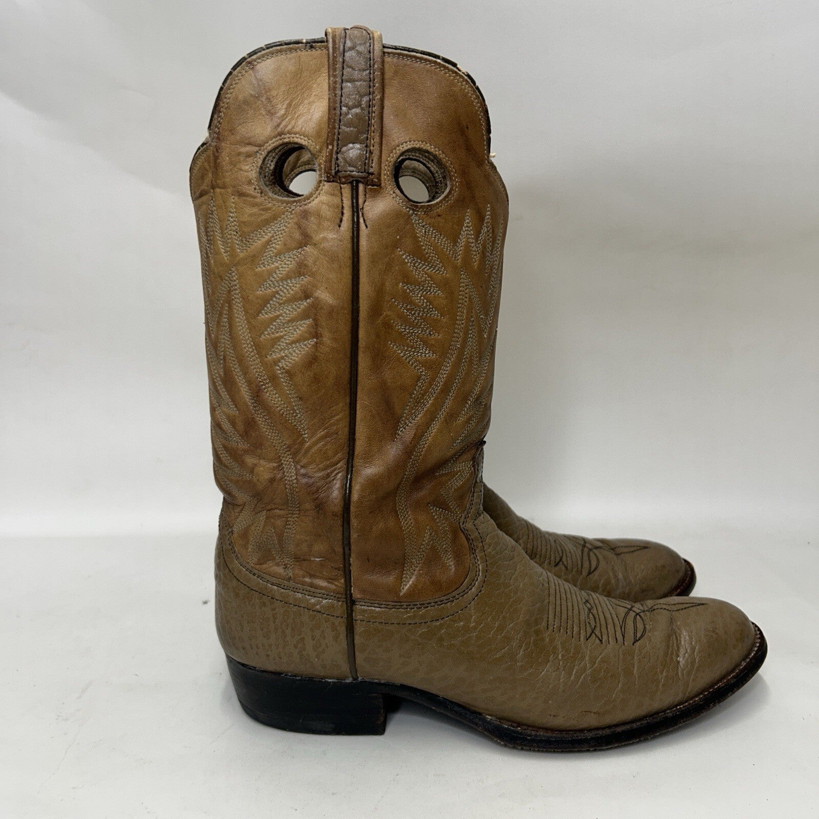 Vintage Dan Post Bullhide Western Cowboy Boots Two-Tone “Tan” Men’s 11D