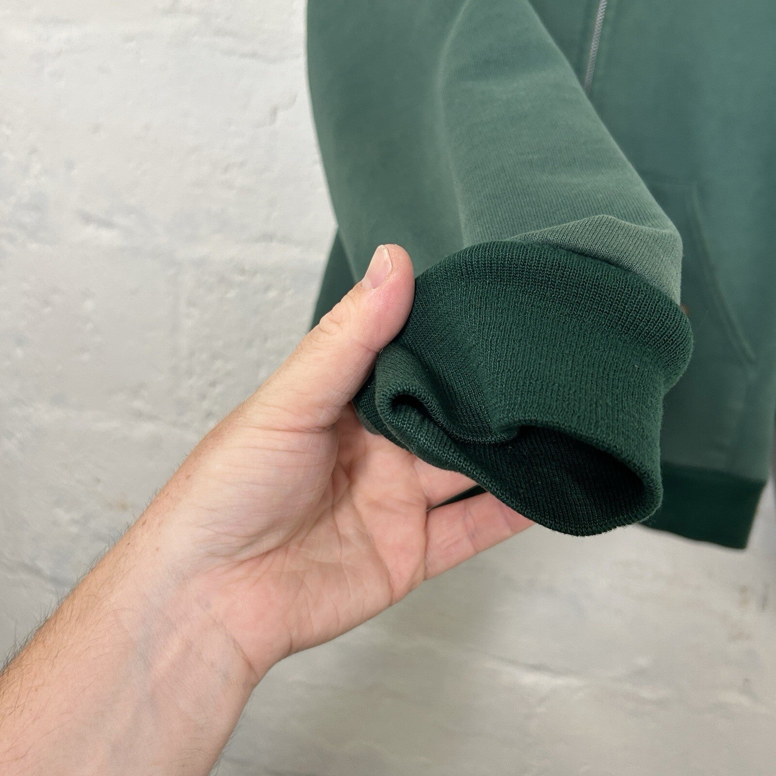 Vintage Faded Carhartt Thermal-Lined Zip Hoodie “Forest Green” 868 Men’s Small