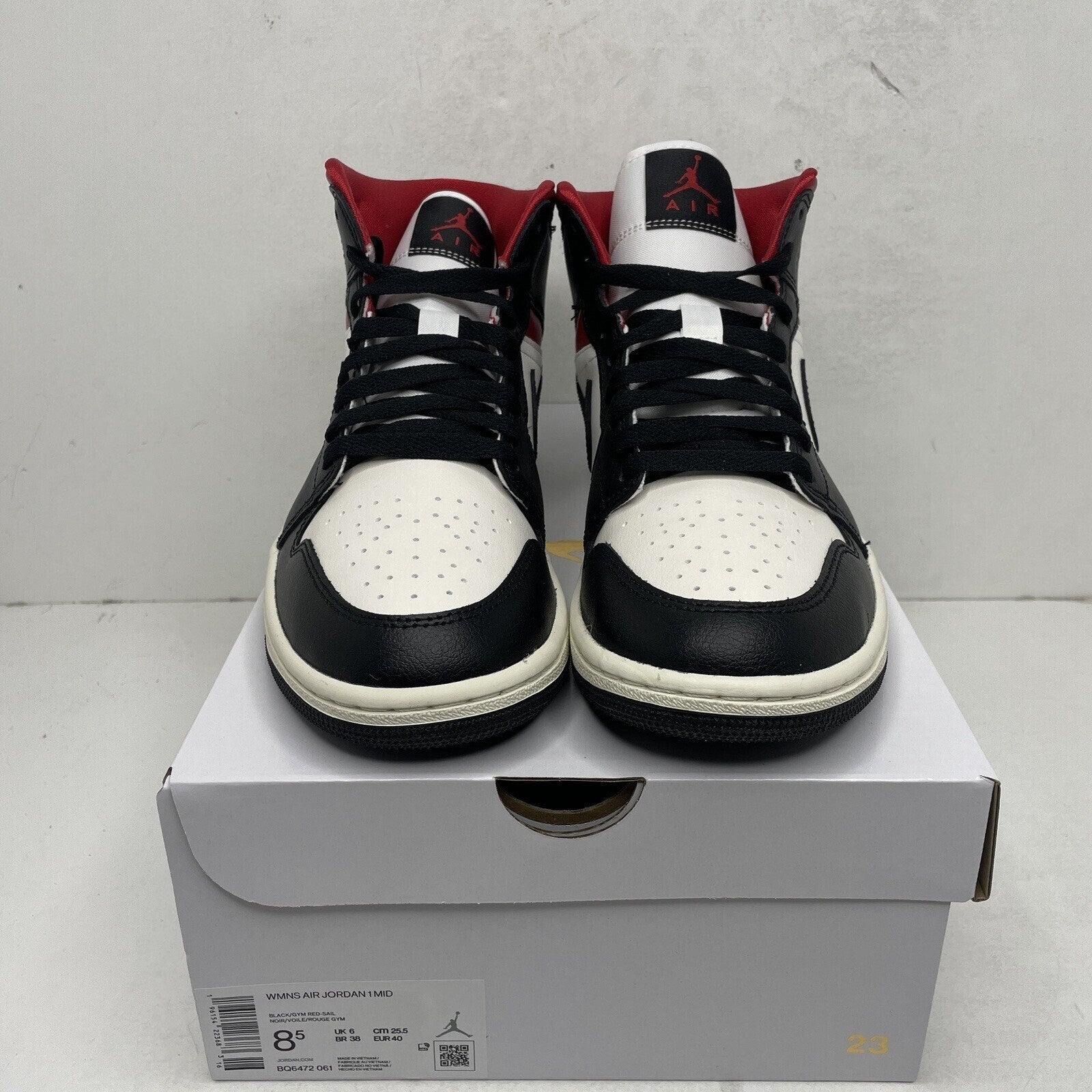 Nike Air Jordan 1 Mid Retro WMNS Black Gym Red Sail BQ6472-061 Women's 8.5 New