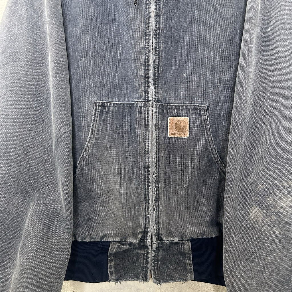 Vintage Faded Carhartt Hooded Active Jacket “Navy Blue” JQ283 Men’s X-Large