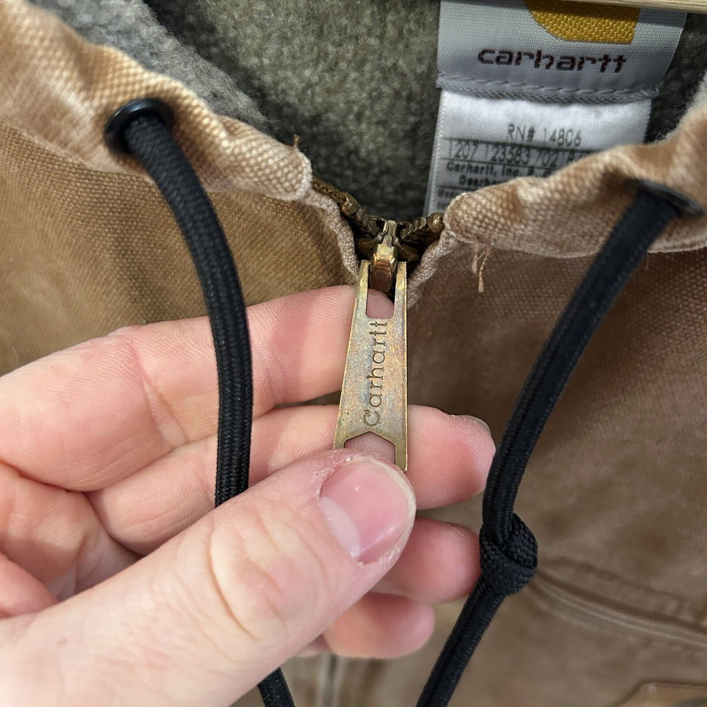 Y2K Carhartt Sherpa-Lined Hooded Detroit Jacket “Brown” J141 BRN Men’s X-Large