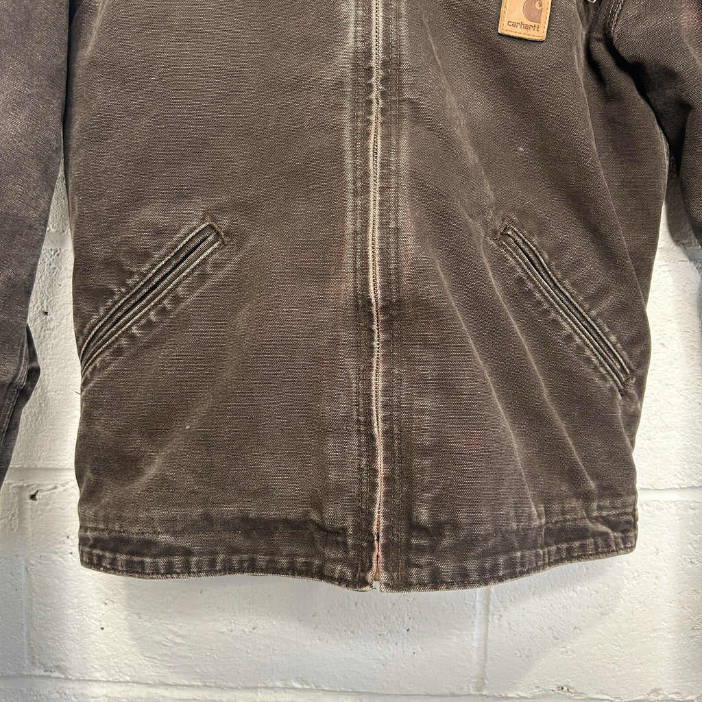 Vintage Carhartt Sherpa-Lined Hooded Detroit Jacket “Dark Brown” J141 DKB Small