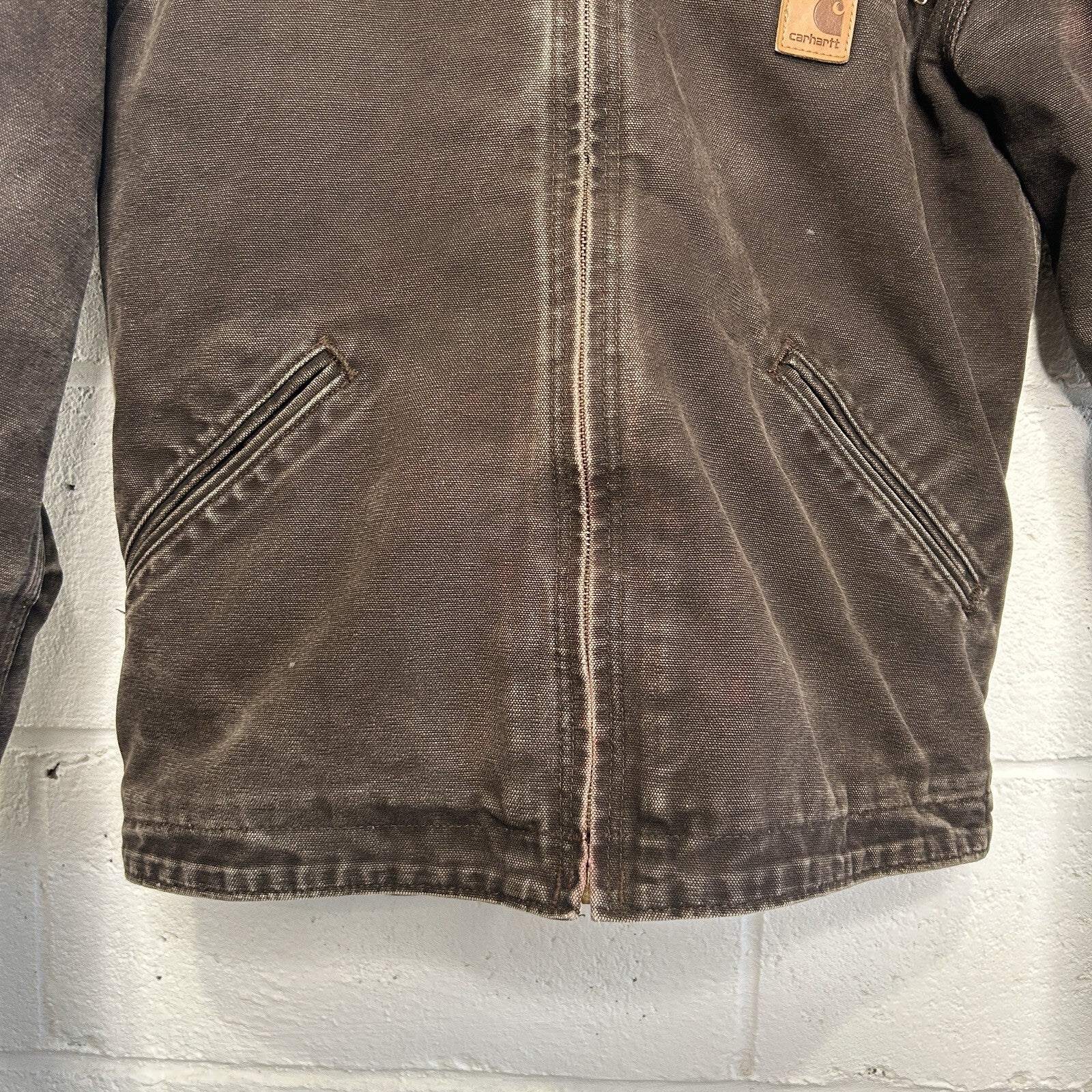 Vintage Carhartt Sherpa-Lined Hooded Detroit Jacket “Dark Brown” J141 DKB Small