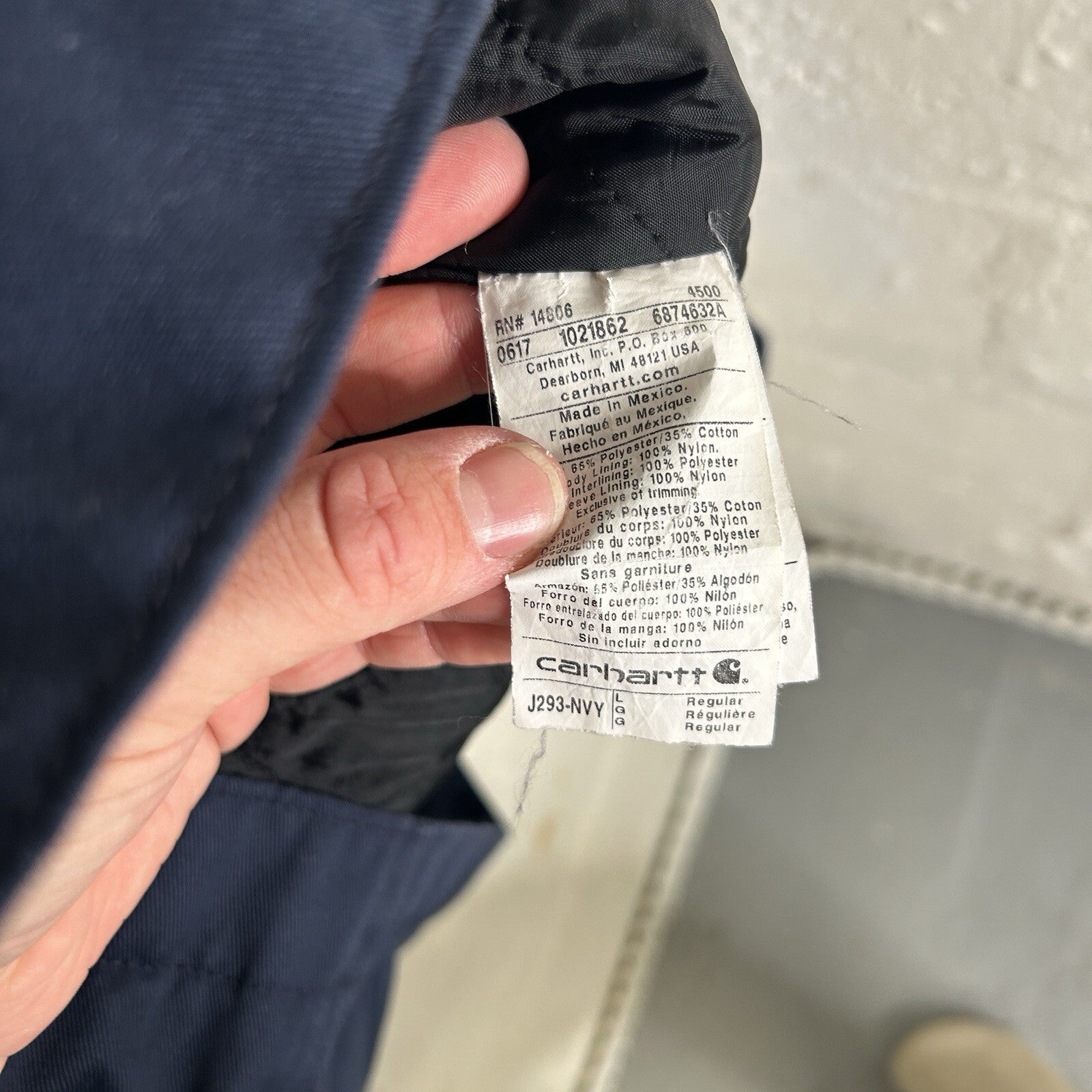 Y2K Carhartt Twill Quilt-Lined Detroit Jacket “Navy Blue” J293 NVY Men’s Large