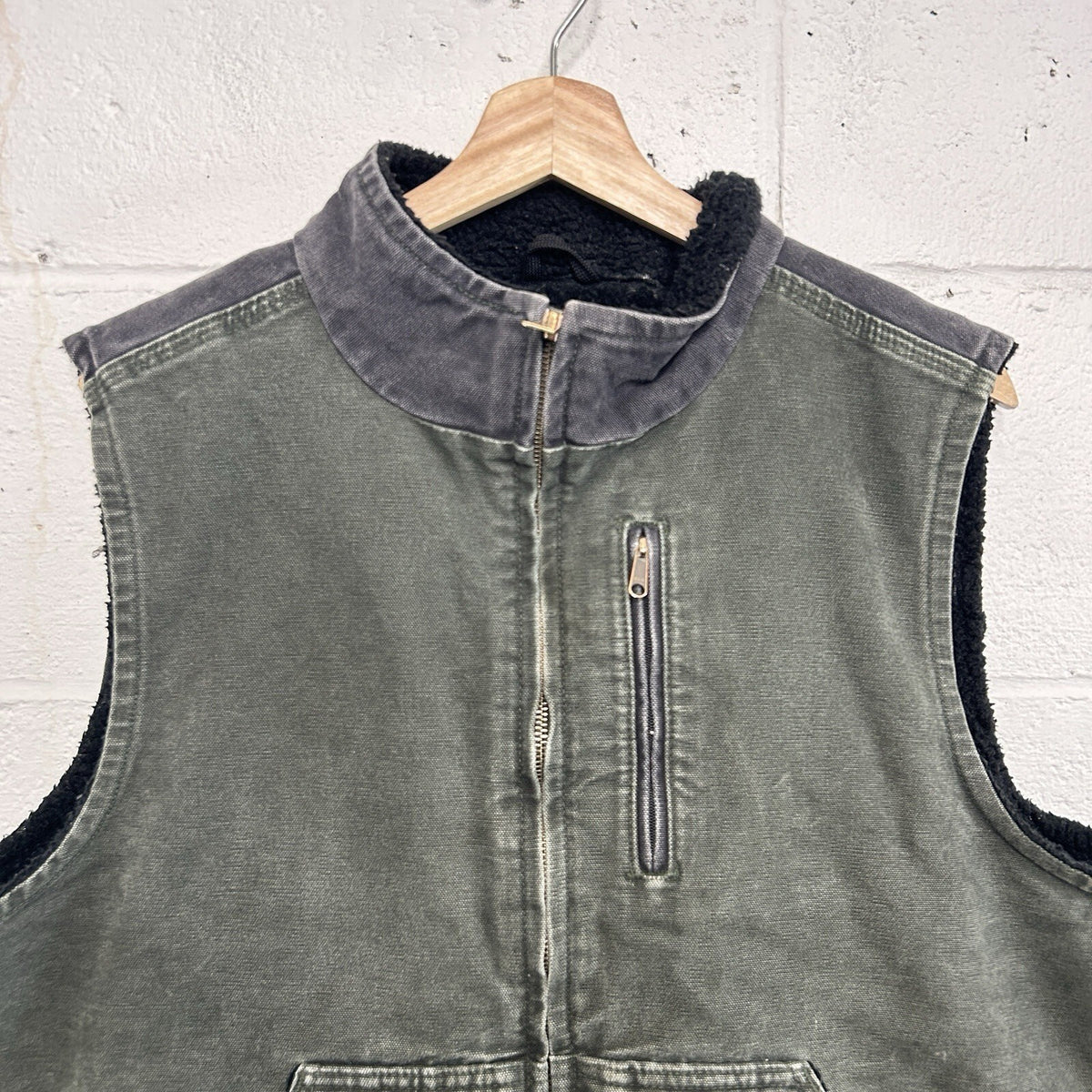 Carhartt Sandstone Sherpa-Lined Mock Neck Vest “Moss” V33