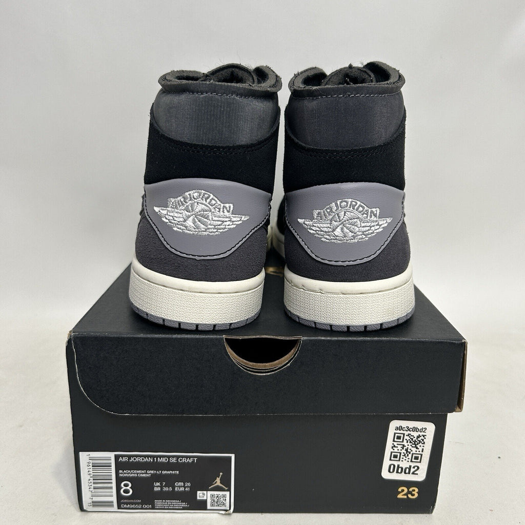 Nike Air Jordan 1 Mid Craft Inside Out “Black Cement Grey” DM9652-001 Men’s 8