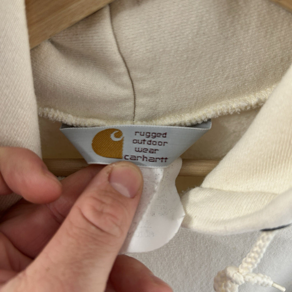 Vintage Carhartt Rugged Wear Pullover Hoodie “White/Cream” Men’s Medium