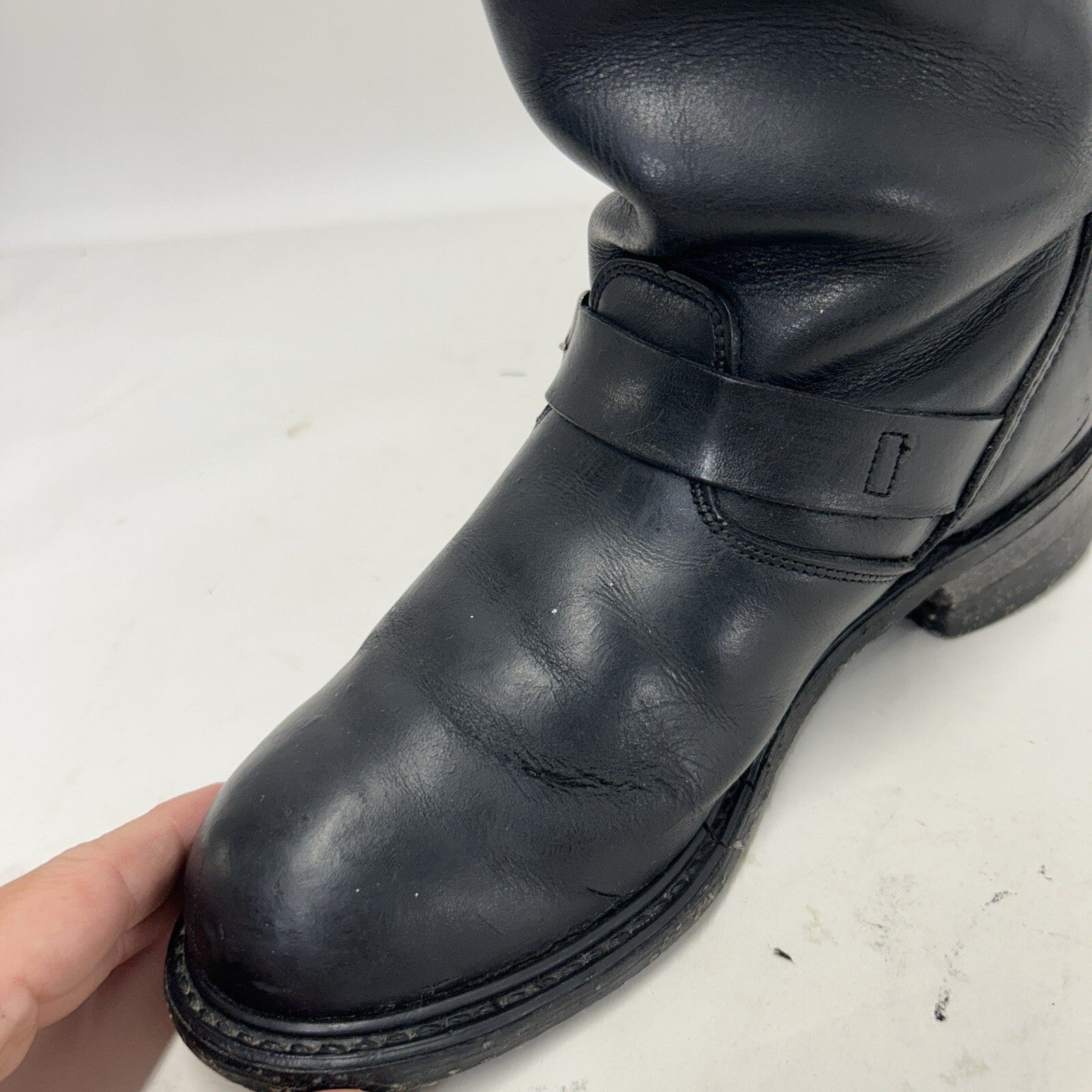Vintage Engineer Boots Black Leather Made in USA Style 7800 Men’s 8