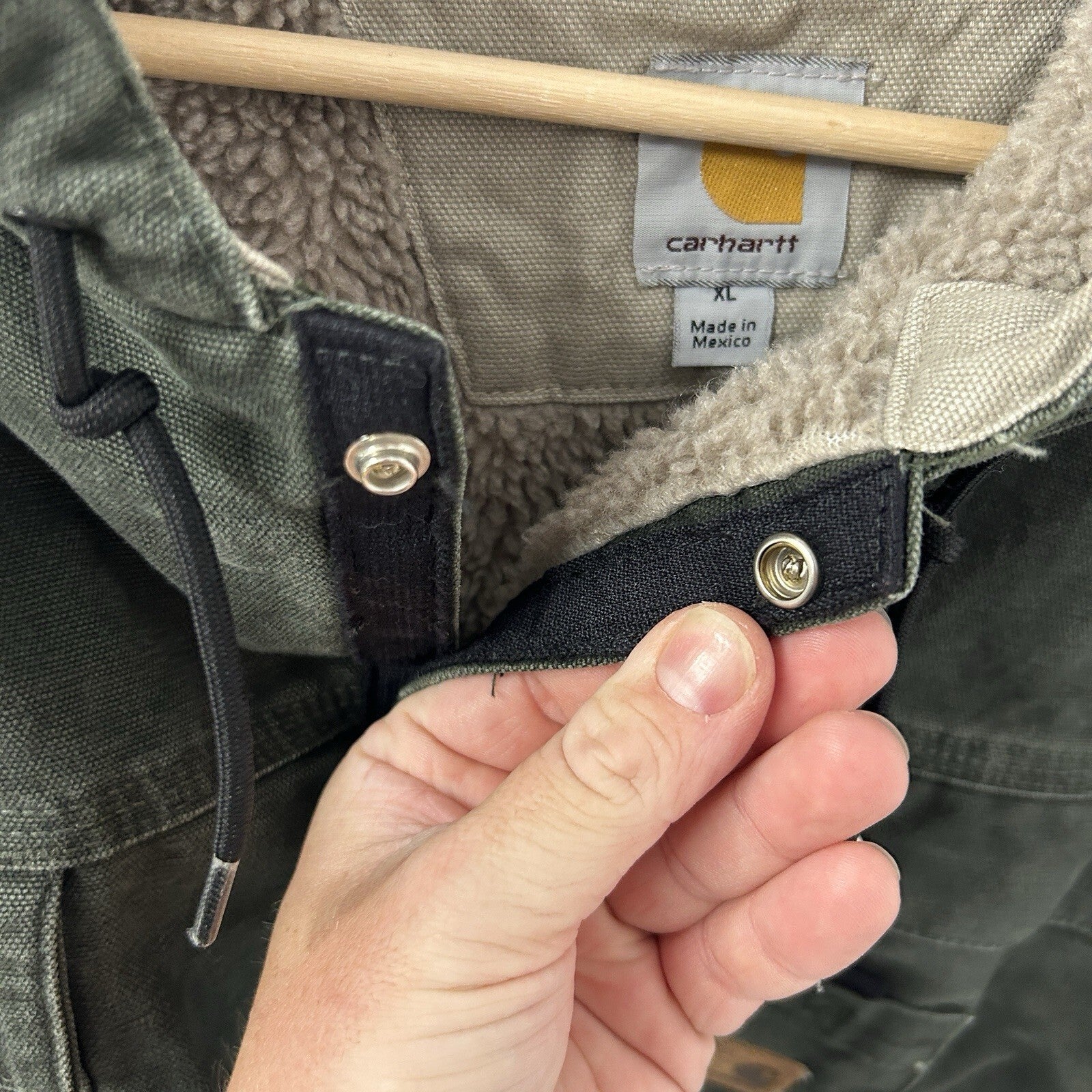 Y2K Carhartt Sandstone Hooded Multi-Pocket Jacket “Moss” J284 MOS Men’s X-Large