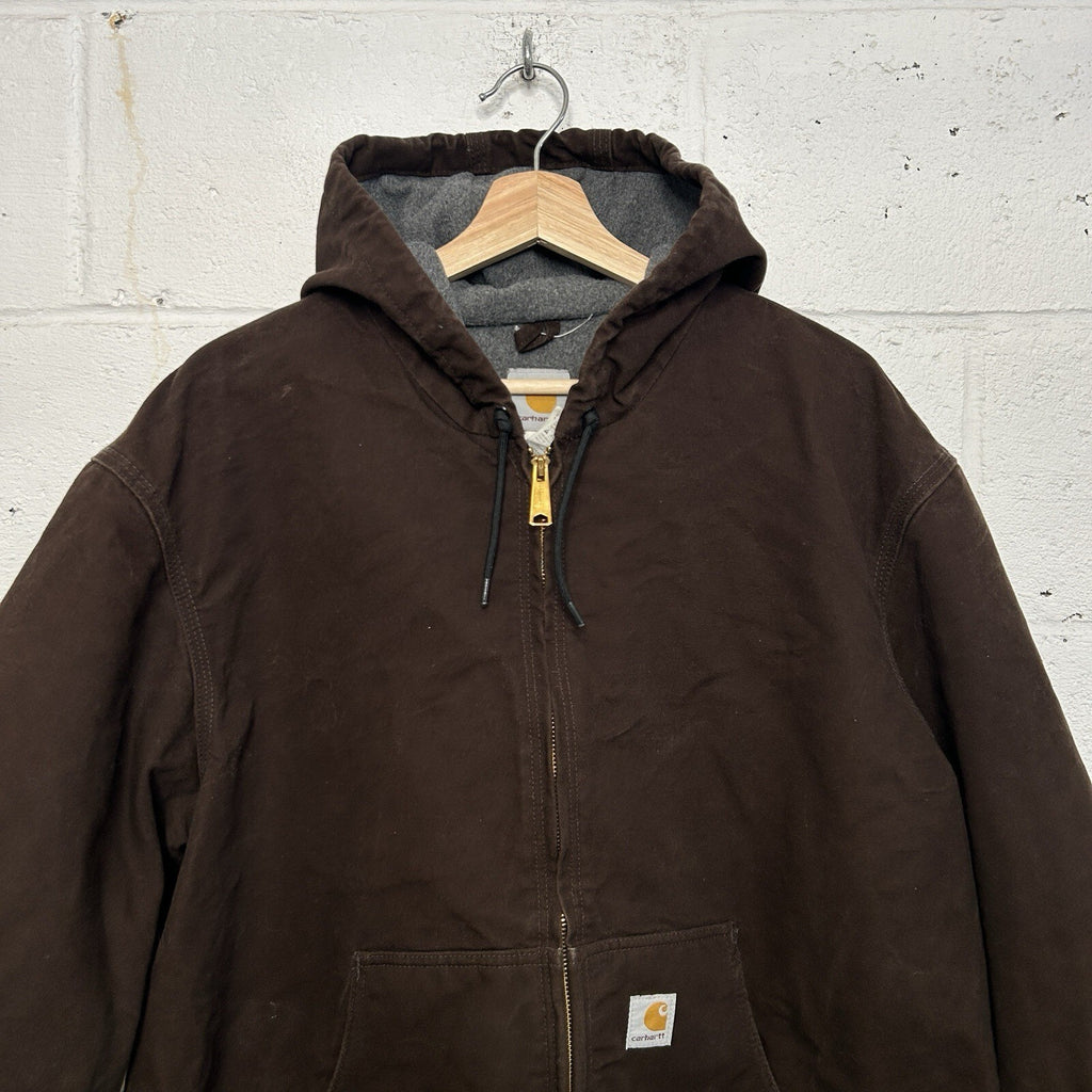 Vintage Carhartt Fleece-Lined Hooded Jacket “Dark Brown” J158 DKB Men's X-Large