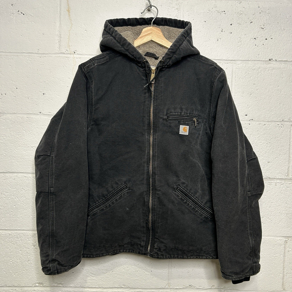 Y2K Carhartt Sherpa-Lined Hooded Detroit Jacket “Black” WJ141 BLK Women’s Large