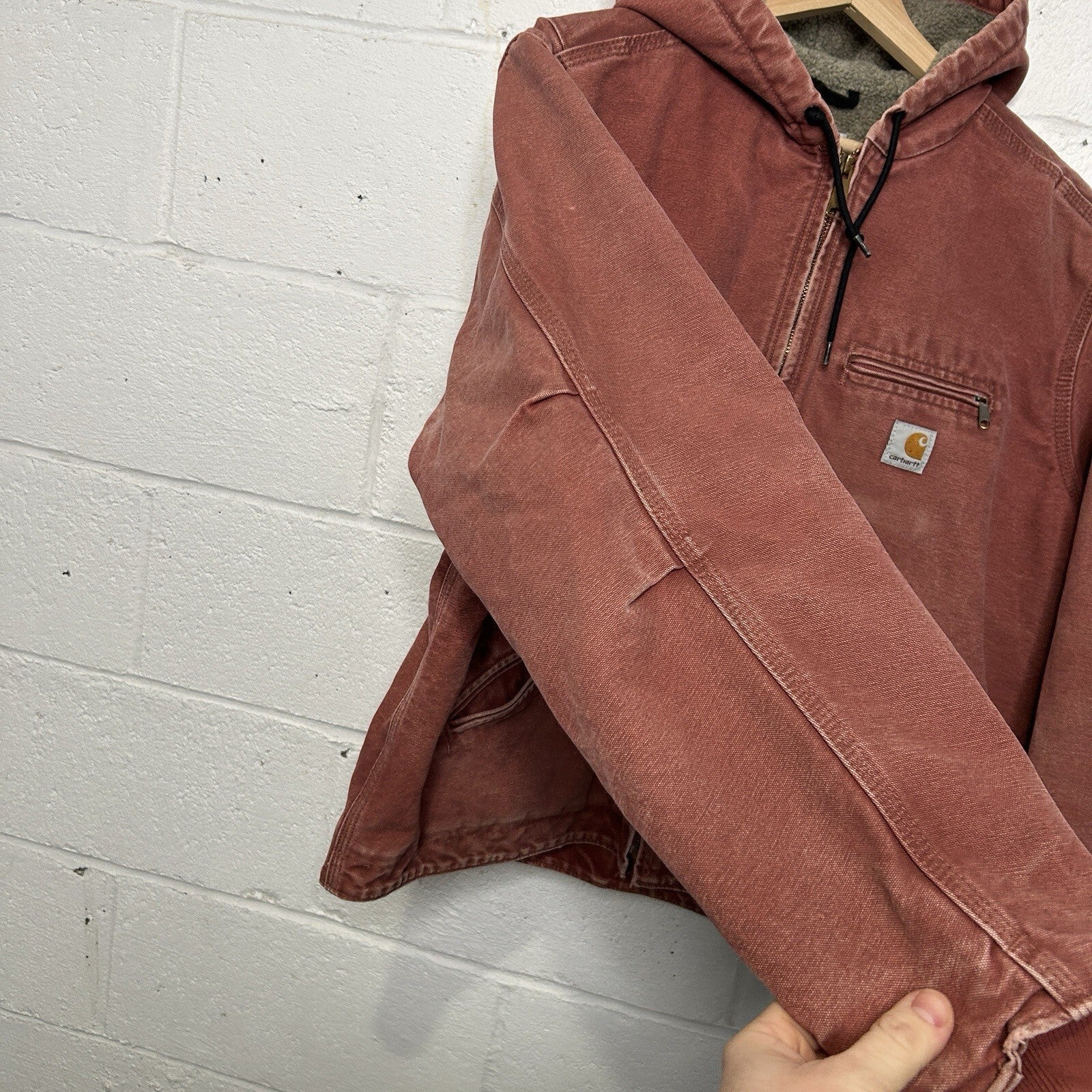 Y2K Carhartt Sherpa Hooded Detroit Jacket “Vintage Rose” WJ141 VRS Women’s XL