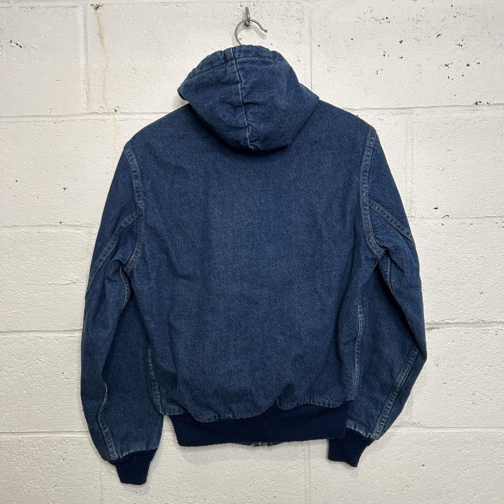 VTG Carhartt Flannel-Lined Hooded Active Jacket “Blue Denim” JF848 Men’s Small
