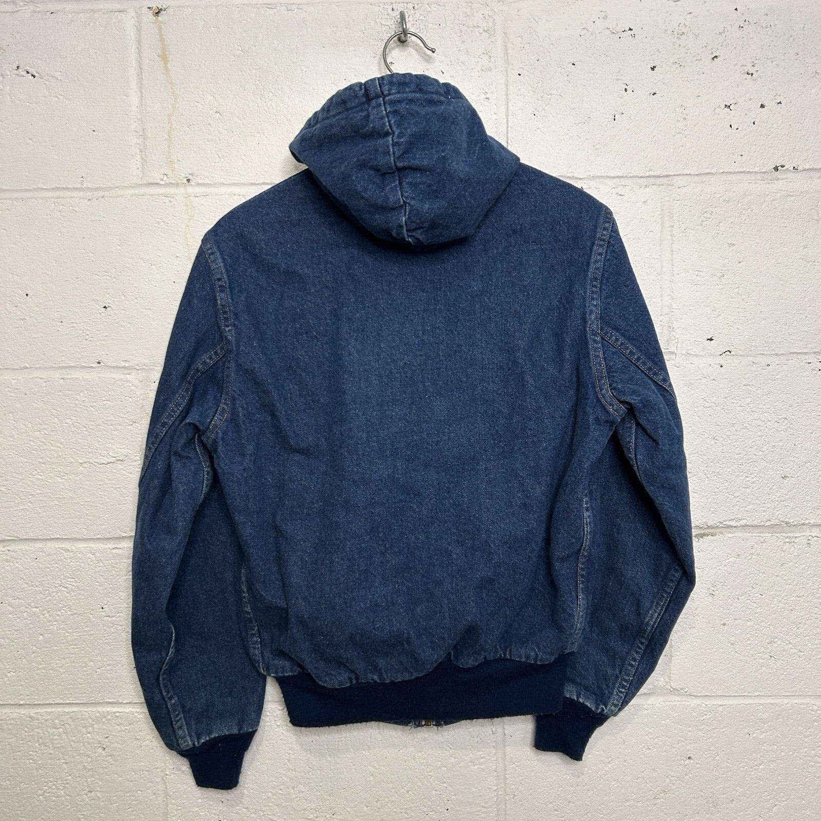 VTG Carhartt Flannel-Lined Hooded Active Jacket “Blue Denim” JF848 Men’s Small