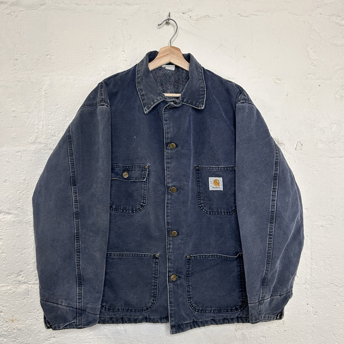 Vintage Carhartt Chore Blanket-Lined Chore Coat “Navy Blue” CB183 Men’s Large