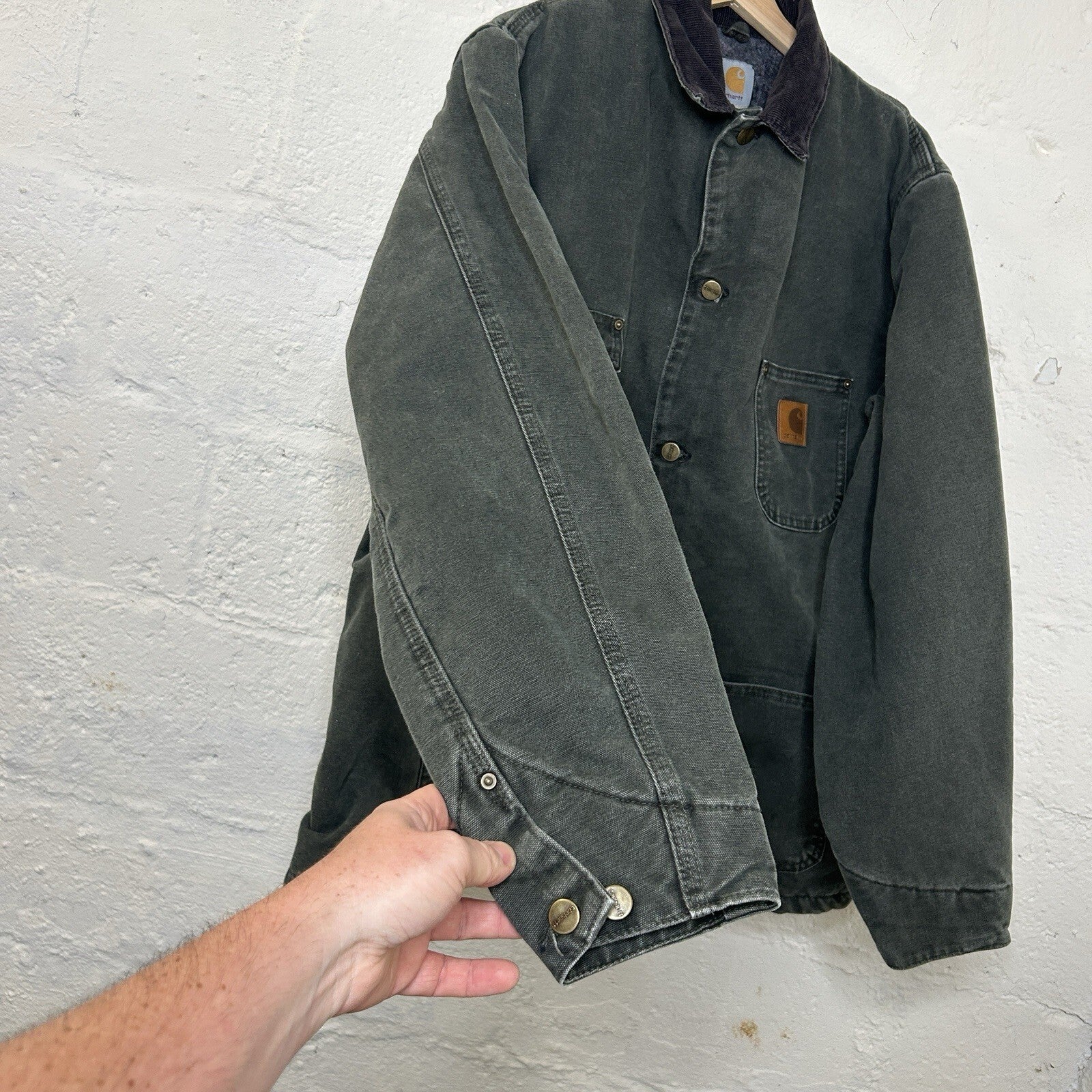 Vintage Carhartt Blanket-Lined Chore Coat “Moss Green” C02 MOS Men’s Large