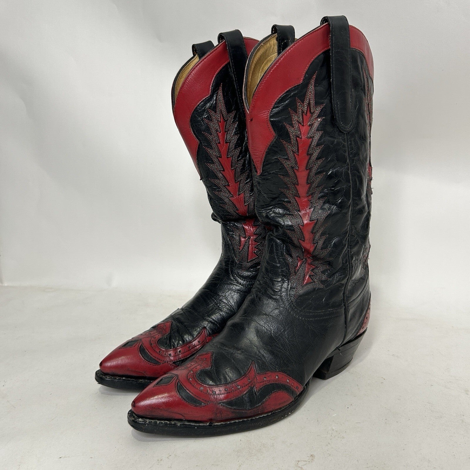 Tony Lama Classic 3866 Firewalker Cowboy Boots “Black Red” Men’s 8EE