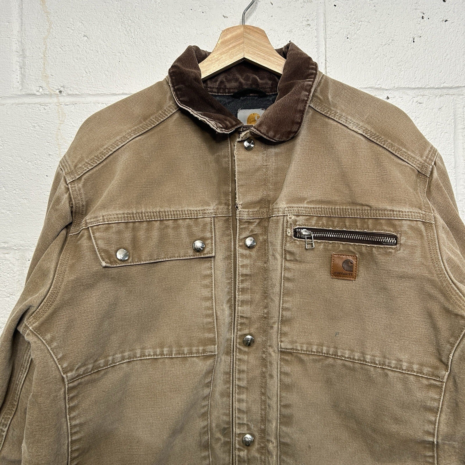 Y2K Carhartt Sandstone Multi-Pocket Jacket “Frontier Brown” J285 FRB Men’s Large