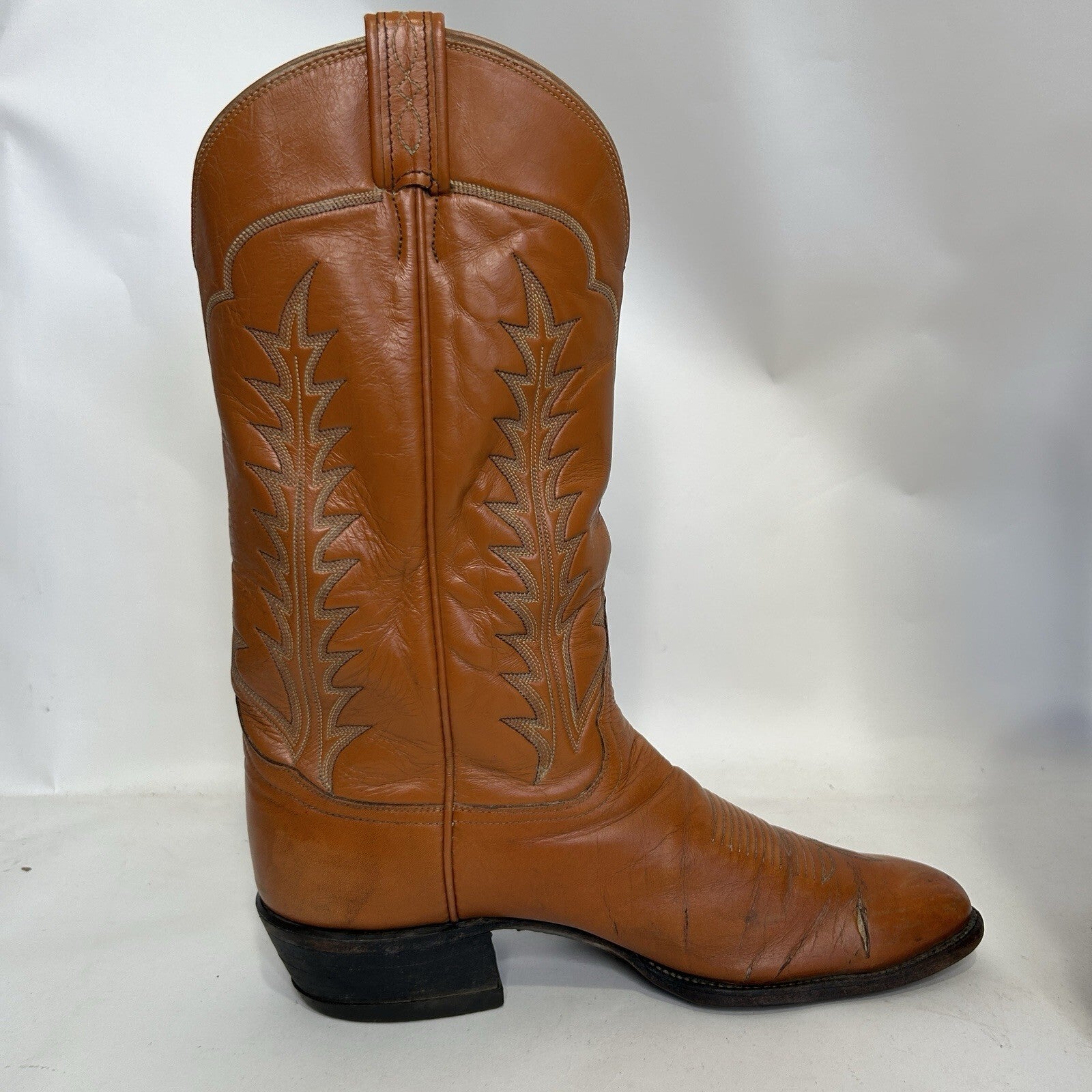 Vintage Western Tony Lama Cowboy Boots “Tan Brown” Men’s 10.5D Black Label