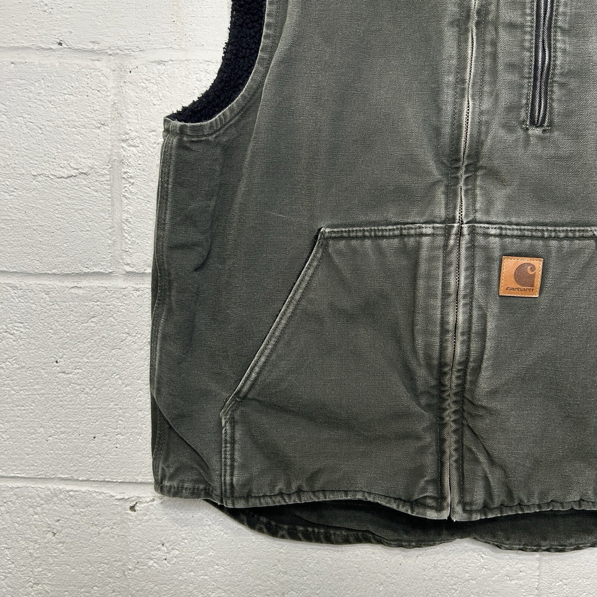 Carhartt Sandstone Sherpa-Lined Mock Neck Vest “Moss Green” V33-355 Men’s Medium