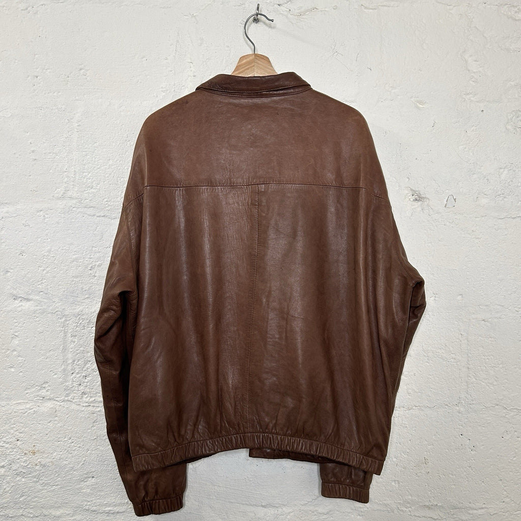 Vintage Polo Ralph Lauren Fleece Leather Harrington Jacket “Brown” Men’s X-Large